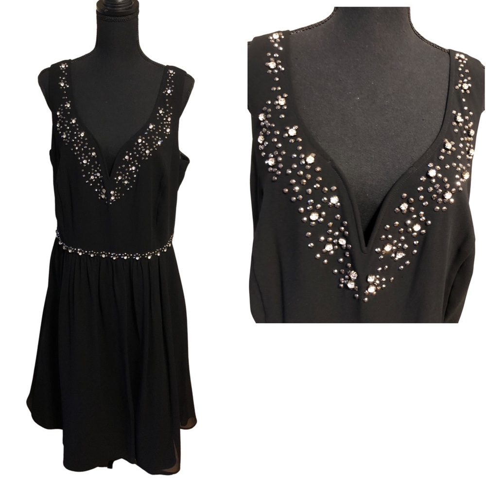 20W City Chic Black Sleeveless Dress with Rhinestone details